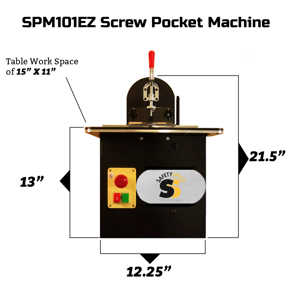 SPM101EZ Screw Pocket Machine dimensions